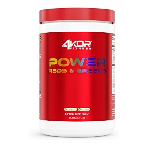 4KOR Fitness Power Reds & Greens: an Energizing Greens Drink Made up of Antioxidant-Rich Superfoods, Gluten-Free and Vegetarian, 30 Servings (1 Bottle) Cover