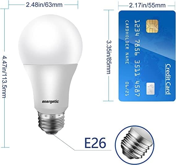 Miniatura 2 de Energetic - Bombilla LED equivalente a 100 W, luz diurna, 13.5 W, 1500 lúmenes, A19, 5000 K, no regulable, 15000 horas, paquete de 6, certificación