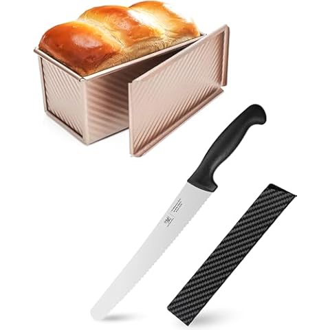 Hundop 1 Pack 8.3 x 4.8 inch Pullman Loaf Pan & 10 inch Serrated Bread Knife Cover