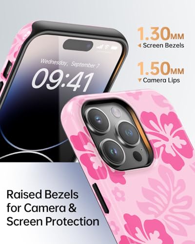 Coque iPhone 13 Pro Max rose fleur hibiscus compatible Magsafe silicone choc - 5