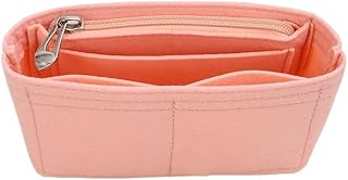 Ryhapm Bag Organizer for Small Tote Bag Storage and Finishing Inner Bag Lining Handbags Inlay Organizer Fit Mini Size (Pink Zipper Bag)