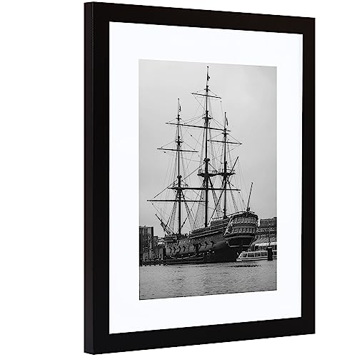 PEALSN 11x14 Picture Frame, Display Pictures 8 x 10 with Mat or 11 x 14 Without Mat for Wall Mounting Display, Photo Frames, Black - Thumbnail 2