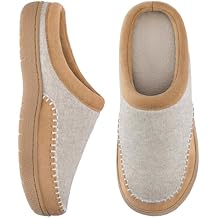 Zigzagger Womens Slip On Moccasin Slippers, Microsuede Indoor/Outdoor Comfy House Shoes Memory Foam Assembled with Felt, Loafer Clog Mule Slippers Beige&Sand, Size 9