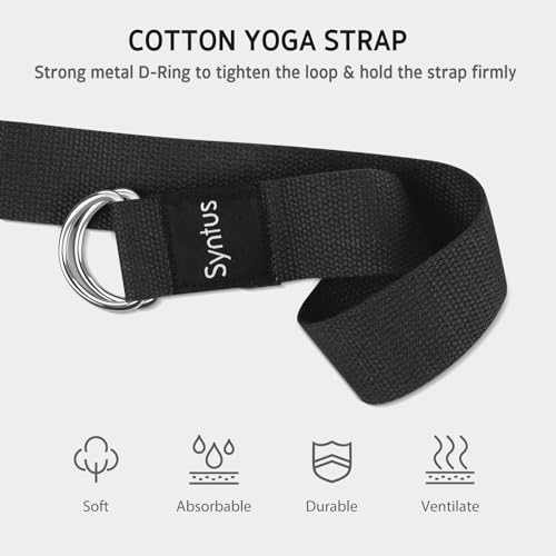 Syntus Yoga Block and Strap Set, 2 Natural Cork Soft Non-Slip Blocks 9×6×4 inches, 8FT Metal D-Ring Strap for Yoga, General Fitness, Pilates, Stretching and Toning by Syntus - Image 3