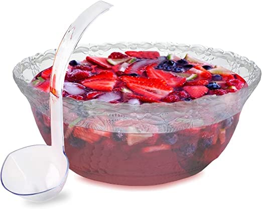 S.G Premium Quality Plastic Punch Bowl with Ladle - 2 Gallon Punch Bowl with Ladle - Embroidered Design 8 Quart large Serving Bowl with 5 oz Plastic Serving Ladle/Spoon for Parties, Holidays, and more by S.G Inc - Image 7