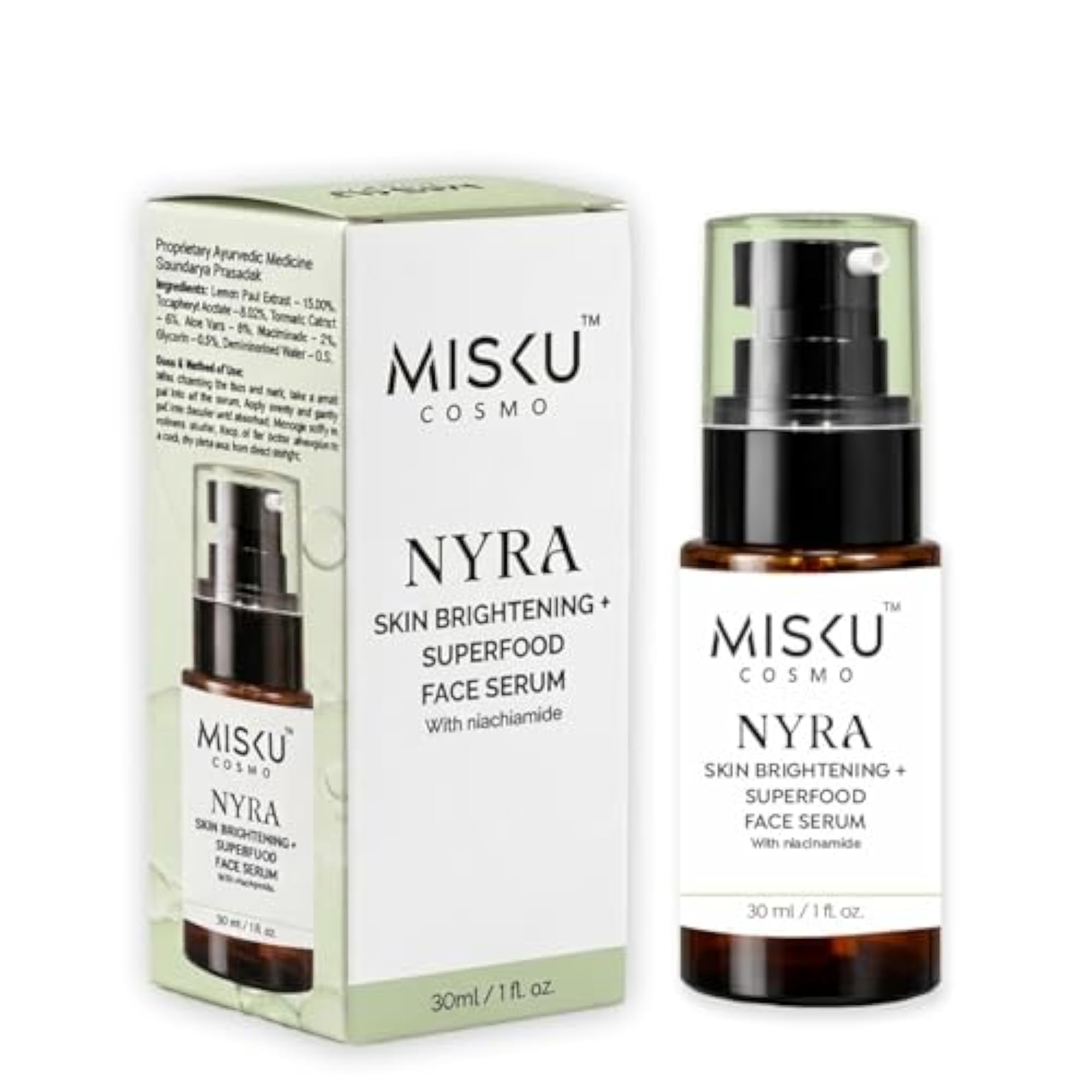 MiskuCosmo NYRA Skin Brightening Face Serum, Superfood Formula