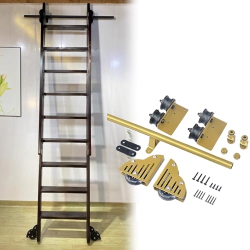 Rail à roulettes mobile pour escaliers de grenier et échelle de bibliothèque coulissante