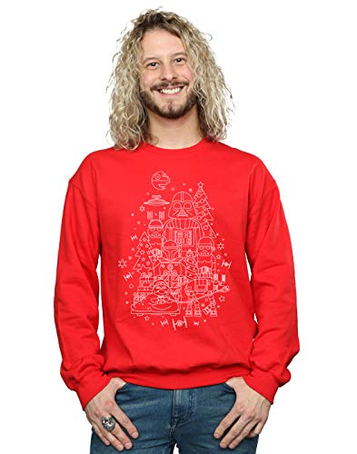 Absolute Cult Star Wars Men's Empire Christmas Sweatshirt Red Large