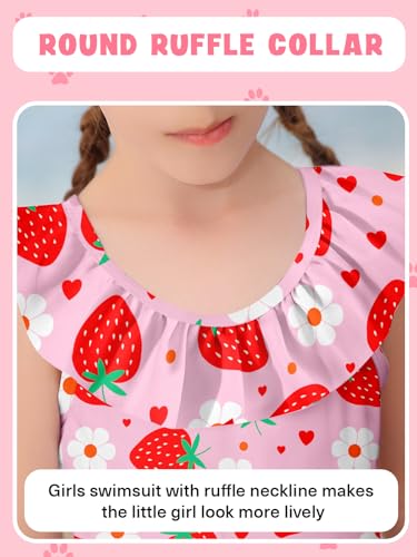 Image of Girls One Piece Swimsuits Toddler Cute Ruffle Bathing Suits Quick Dry Beach Swimwear Size 2-7 Years
