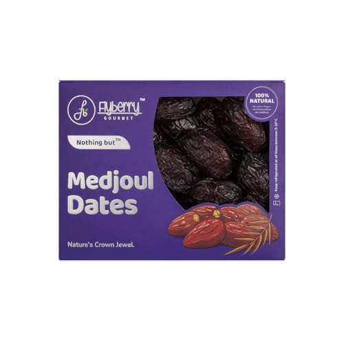 Image of Flyberry Gourmet Large Medjoul (Medjool) Dates | Rich Source of Potassium & Iron | No Added Sugar or Preservatives | Low GI Energy Snack | Khajoor | Khajur | 1 kg