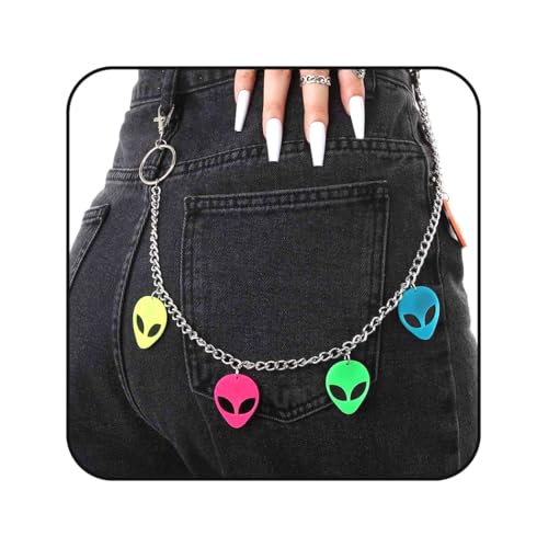 Tgirls Hip Hop Pants Belt Chain Goth Jean Chains Star Punk Pocket Chain for Women Layered Acrylic Keychains Cute Trouser Chain Rock Wallet Chain for Men Waist Body Accessories for Girls (1 Colorful)