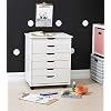 Linon Cary White Wash Roll Cart - Mobile Storage Organizer- 6 Drawer 20.75 W