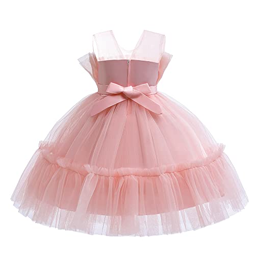Formal Prom Pageant Wedding Christmas Girls Dresses A-Line Knee Length Tutu Ruffle Dress Princess Party Infant Baby Lace Dress 6M 12M Pink 80 #TOP2