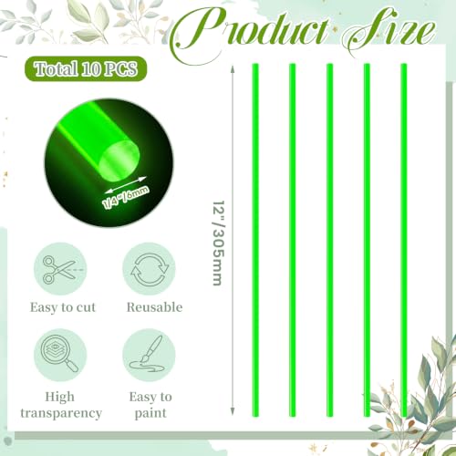 Image of Junkin 10 Pcs 1 /4 inch x 12 inch Fluorescent Green Acrylic Round Rods Acrylic Glass Plastic Rods, for LED Light Diffuser Strips, Display Stand Supports, Model Building, Home Decor, Aquarium Dividers