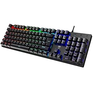 RisoPhy Mechanische Gaming-Tastatur, RGB 104 Tasten, ultraschlanke LED-Hintergrundbeleuchtung, kabelgebundene USB-Tastatur mit blauem Schalter