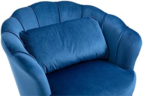 Hallowood Furniture Blue Curved Back Velvet Arm Chair - Modern Fabric Tub Chair with Padded Backrest, Seat, Cushion & Sturdy Metal Legs - Accent Chairs for Living Room, Office, Lounge