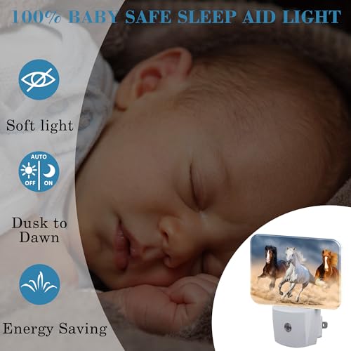 Image of Horse Running in Desert Night Light Plug into Wall, Cool Horse Night Light with Dusk to Dawn Sensor for Kid Girls Boys Women Men Room, Hallway, Kitchen, Bathroom, Stairs Decor