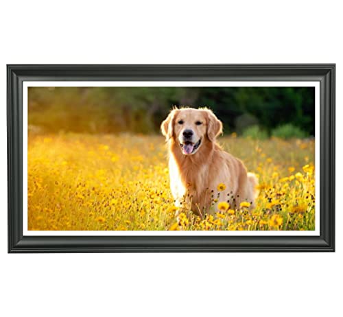 Cornice portafoto in legno massiccio nero, 30,5 x 58,4 cm, adatta per 30,5 x 58,4 cm senza passepartout e 28 x 56 cm con passepartout panoramica, poster, pittura, foto di gruppo, puzzle