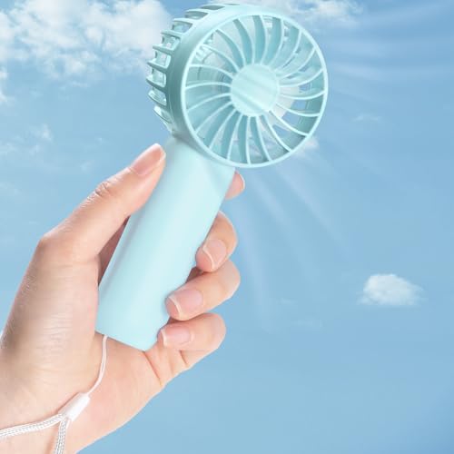 Hianjoo Mini Ventilador de Mano, USB Abanico Portátil Recargable Ventilador Personal de 3 Velocidades con Correa de Mano Playa de Viaje Liviana para Interiores y Exteriores