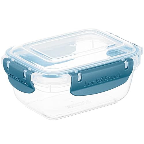 Superio Lock and Fresh Airtight Food Storage Containers with Lids for Kitchen Pantry Organization, BPA Free, Lunch, and Meal Prep Plastic Containers, 13 oz. Rectangular Sealed Container, Blue