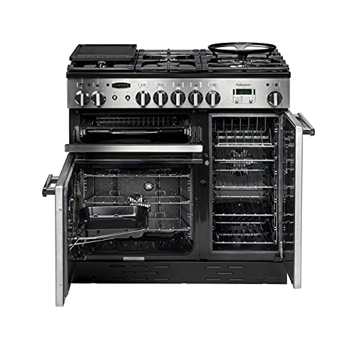 Rangemaster-PROP90DFFSSC-Freestanding-Range-Cooker-Two-Fan-Ovens-AA-Rated-5-Burner-Gas-Hob-Stainless-Steel