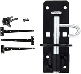 Merriway BH07086 Heavy Duty Wooden Garden Gate Hanging Kit, 3 x 12 inch Black Tee Hinges, Black Auto Close Latch & All Fixings