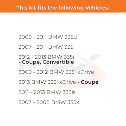 Image of Max Advanced Brakes Front Brake Kit Compatible With 2009-2013 BMW 335d 335i 335i xDrive 335xi Coupe Convertible Replacement Premium OE Disc Brake Rotors and Ceramic Brake Pads