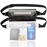 VAKS wasserdichte Tasche mit Verstellbarem Hüftgurt, wasserdichte Bauchtasche Handyhülle Schutzhülle für Schwimmen am Strand, Schnorcheln, Kajakfahren Wasserparks usw,2 Stück（Grau/ Weiß