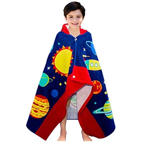 Wowelife Kids Beach Towels, Hooded Towels for Kids, Poncho Towel Wrap, Premium 100% Cotton Soft and Breathable, Extra Large 50"x30", Multi Use for Bath Pool Beach Swim Bathroom Cover