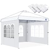 FANPAT Church Window 10x10ft Sidewalls for Pop Up Canopy, Waterproof UV Protection Fabric, Suitable for Outdoor Party, Picnics & Camping, White(3pcs Sidewalls Only, NOT Included Frame and Top)
