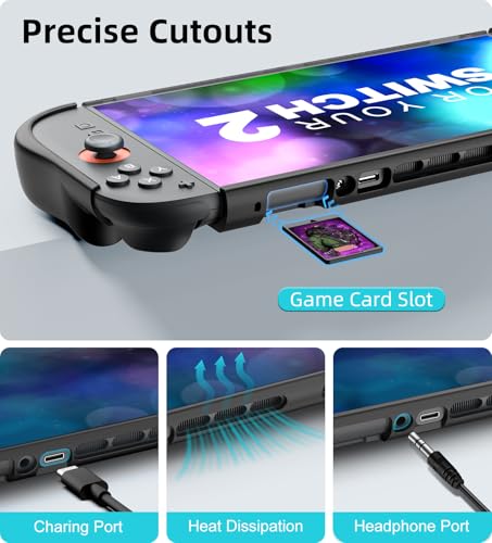 TiMOVO Funda Acoplable para Nintendo Switch 2 2025, Funda Protectora con Agarre TPU Accesorios con Liberación Rápida for Switch 2, Funda Rígida Resistente a Rayones y Golpes, Negro - imagen 6