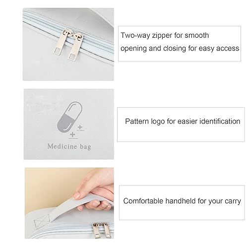 Image of Large First Aid Bag Empty, Portable Travel Pill Bag Double Zipper First Aid Pouch with Handle for Family Outdoors Hiking Camping Car Office Workplace (Gray)