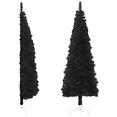 Slim Artificial Half Christmas Tree with Stand Black 120 cm Home Home & Garden Decor Seasonal & Holiday Decorations Christmas Trees