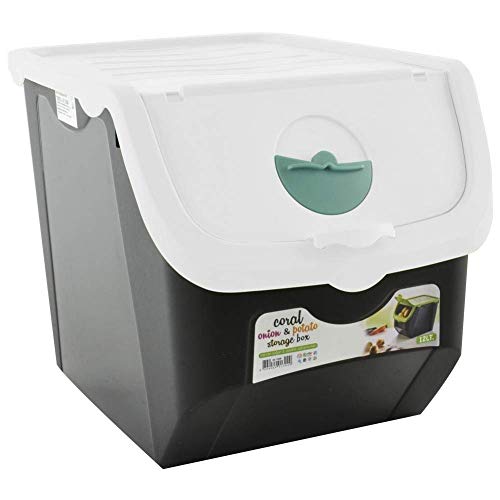 orion group Boîte De Conservation Alimentaire, Boîte Fraicheur | Capacité 12 L | 23,5x30x23,5cm | pour Légumes, Fruits, Oignons, Pommes de Terre | Noir Avec un Couvercle Blanc