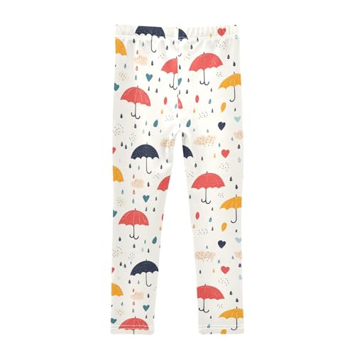 Girls Leggings Cute Umbrella Rain Cloud Print Soft Toddler Leggings for Girls Kids Pants Size 4T-10T2