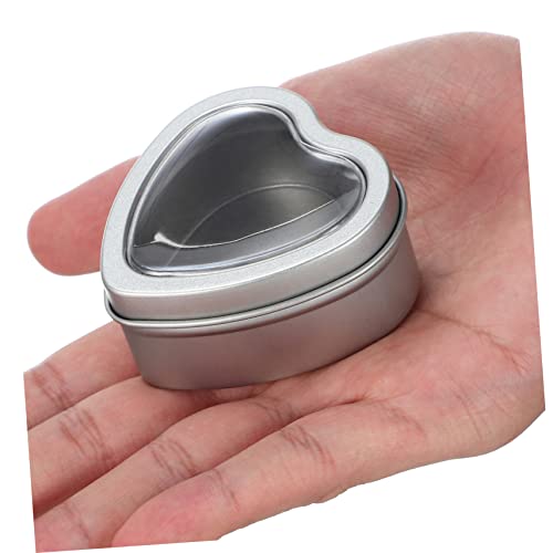 AUTSUPPL 12 Pcs Silver Heart-Shaped Window Candle Jar Tin Empty Candle Jars Mini Scented Candles Heart Shaped Can Scented Votive Candles Candle Canisters Tea Lights Candle Cans Tinplate - Thumbnail 5
