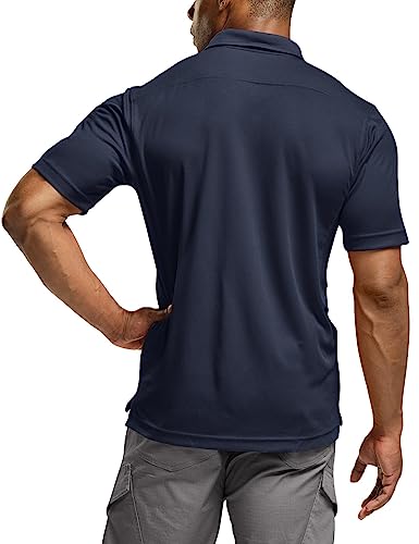 Cqr Men's Polo Shirt, Long And Short Sleeve Tactical Shirts, Dry Fit Lightweight Golf Shirts, Outdoor Upf 50+ Pique Shirt, Frost Essential Police Navy, X-Large #TOP2