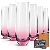 GLAZVIA Rosa Sektgläser 6er Set, Gläser ohne Stiel für Sekt Cocktails