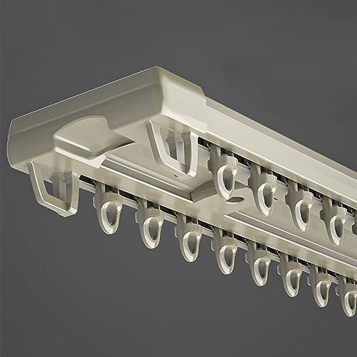 Aluminum Ceiling Mount Curtain Track System - 4.5m Double Track for Room Divider Curtains, Easy Install, White/Champagne, Perfect for Home & Office Decor