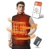 POSUGEAR Chaleco Térmico con APP Control para Hombre, Batería 12V 12000mAh, Función de Energía Móvil, Chaleco Ligero con Amplio Rango de Calentamiento