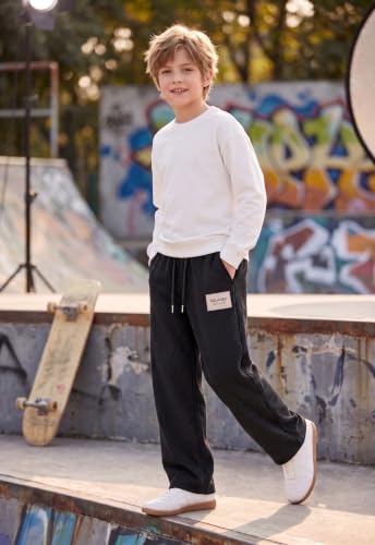 Image of Lymio Junior's Pants for Boys | Relaxed Fit Casual Baggy Corduroy Trousers | Boys Wide Leg Streetwear (SSK-08-10)