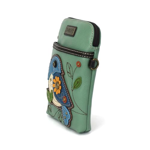 Image of CHALA Bird Collection Cell Phone Crossbody Purse-Women PU Leather /Canvas Multicolor Handbag with Adjustable Strap