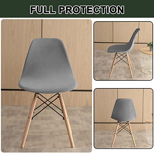 Sankecaao Shell Chair Cover Velvet, Stretch Mid Century Modern Dining Chair Covers Soft Reusable Armless Chair Cover For Banquet Kitchen Home Decor -Pink-4 Pieces #TOP5