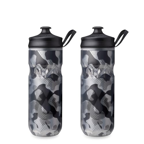 Image of HydraPak | Polar Bottle - Polar Sport Insulated Water Bottle 2-Pack - BPA-Free, Sport & Bike Squeeze Bottle with Handle (Contender Black, 600ml / 20oz)