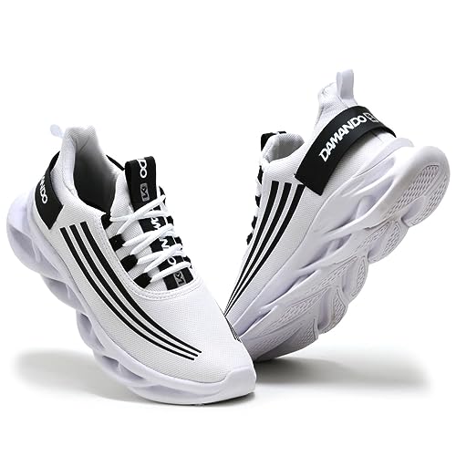 Tênis Masculino Damando Esportivo Academia Confortável e Leve Relógio - Branco - 43