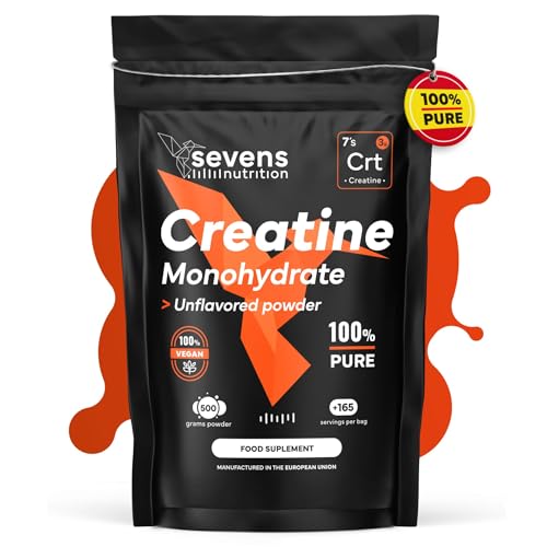 Creatina Monohidratada en Polvo 500g Micronizada – Creatina Monohidrato de Alta Pureza Sin Aditivos – 100% Vegana y Sin Gluten...