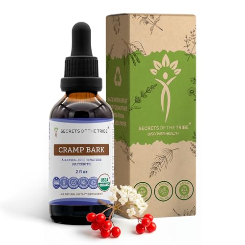 Secrets of the Tribe Cramp Bark USDA Organic | Alcohol-Free Extract High-Potency Herbal Drops | Made from 100% Certified Organic Cramp Bark (Viburnum Opulus) Dried Bark 2 OZ