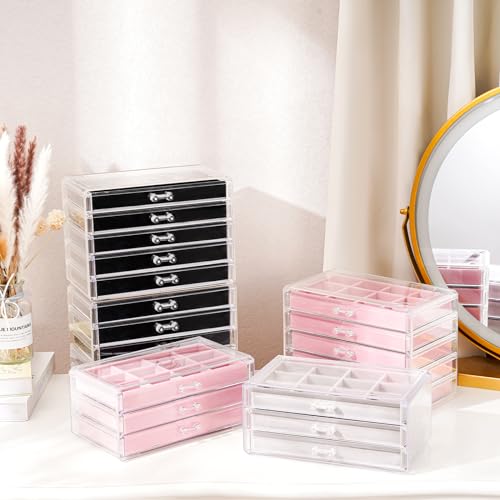 ProCase Earring Holder Organizer Jewelry Box with 10 Drawers, Acrylic Clear Earring Case with Adjustable Velvet Trays for Women - Black,10 Layers by ProCase - Image 6