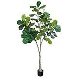 Phimos 6ft.Artificial Fiddle Leaf Fig Tree (72in) Tall Fake Tree for Home Office Living Room Floor D