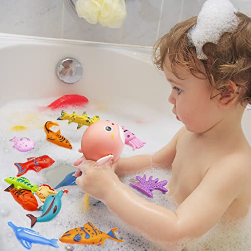 Kiditos Magnetic Fishing Toys Game Set With 4 Bathtub Tub Toys, Swimming Pool Toy, Colorful Ocean Sea Animals, Fishing Pole Rod Net, Fishing Game For Toddler Kids Age 3 4 5 6, 2 -4 Players Gift #TOP2